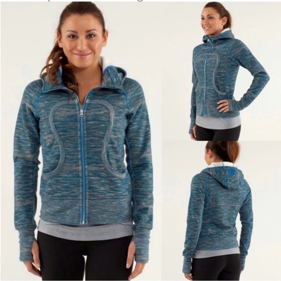 lululemon athletica Jackets & Blazers - Lululemon Athletica Scuba Hoodie We Are From Space Polar Cream Blue size 8